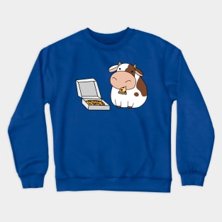 Cow with a Box of Pizza Crewneck Sweatshirt